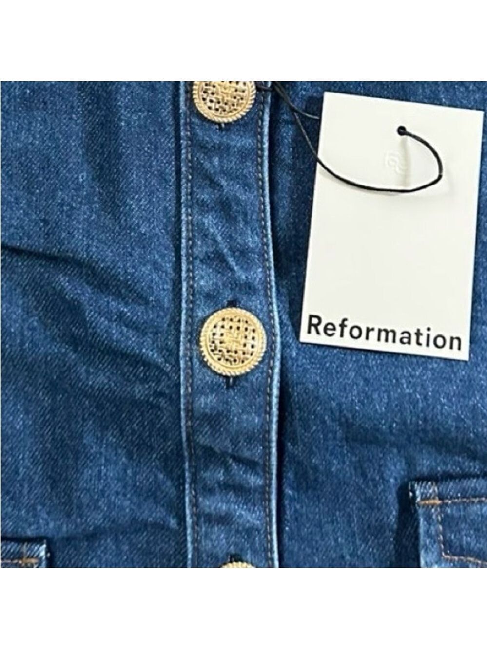 Reformation Braxton Dark Blue Denim Jacket Size L NWT - Picture 9 of 14